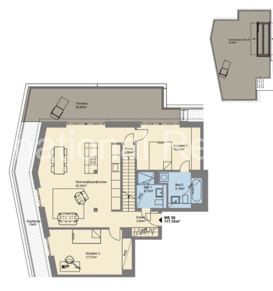 Penthouse mit Dachterrasse und Fernblick