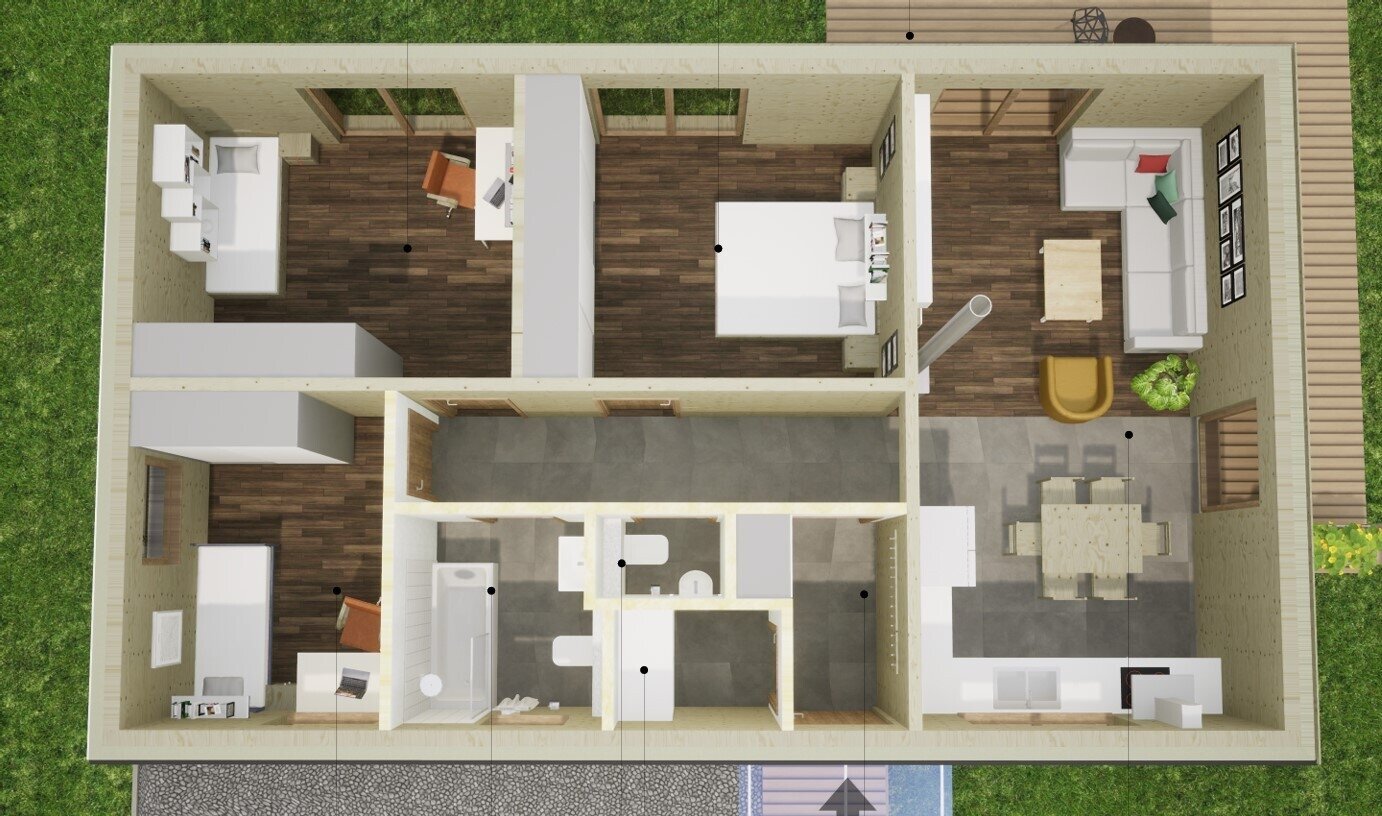 Massiver Öko- Bungalow aus Mondholz an der Mysliborzer Seenplatte